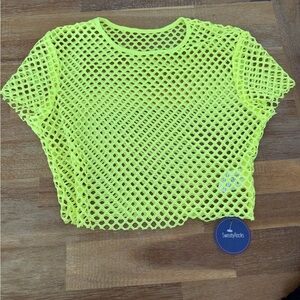 SweatyRocks Neon Yellow Mesh Crop Top
